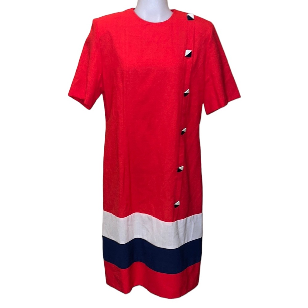 Vintage 80s/90s AROUND TOWN Red/White/Blue Dress~NWT~12P